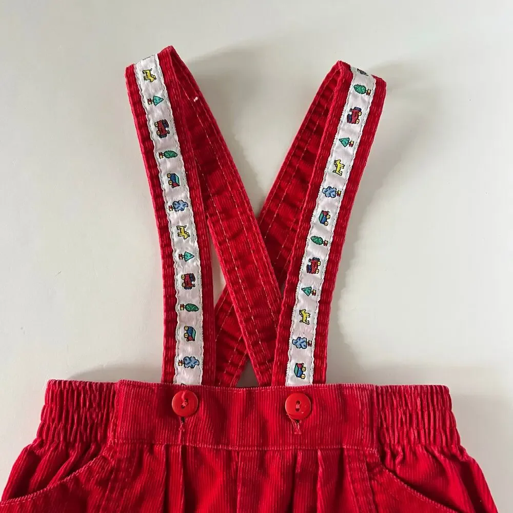 Vintage Oshkosh red cord suspender pants